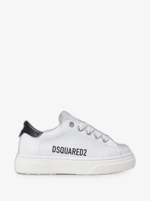 DSQUARED2 KIDS logo-print leather sneakers