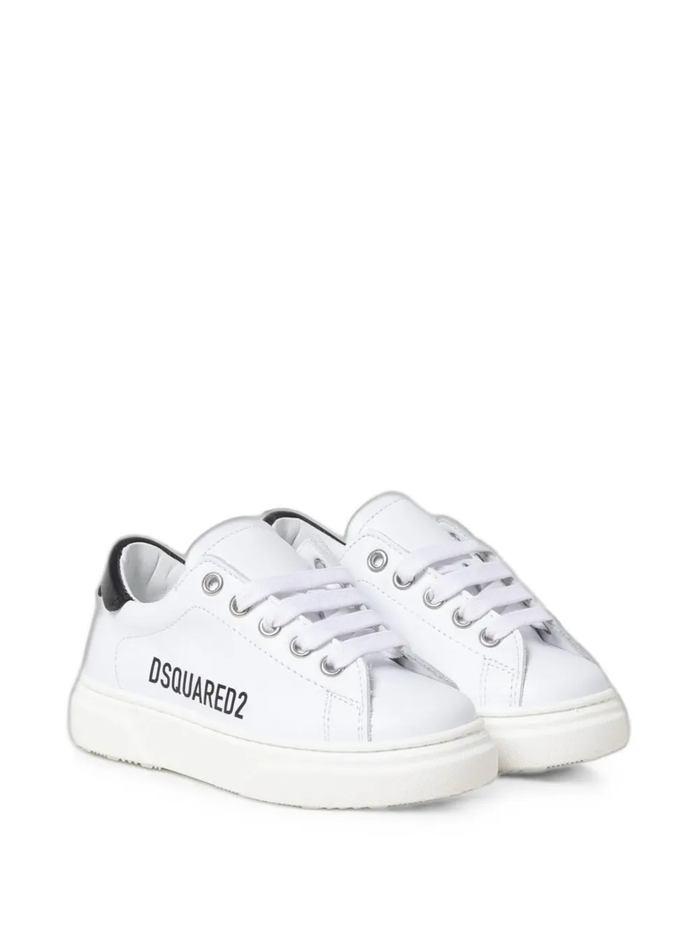 DSQUARED2 KIDS logo-print leather sneakers Wit