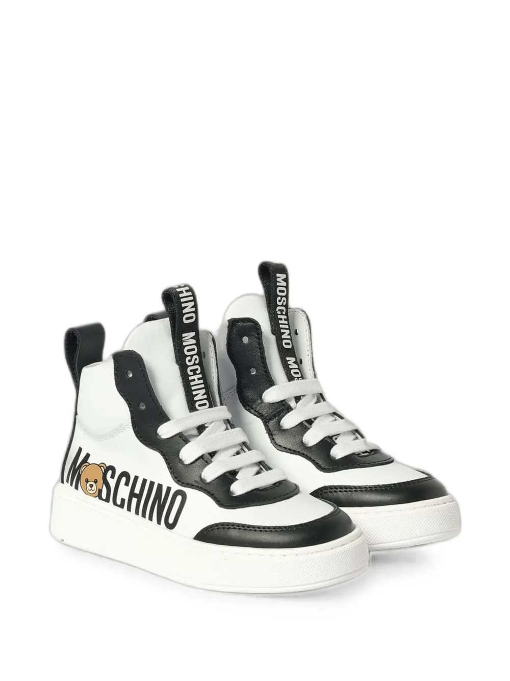 Moschino Kids logo-print high-top sneakers Wit