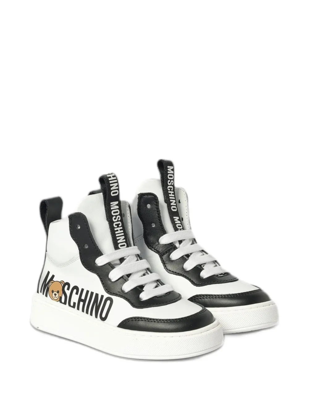 Moschino Kids logo-print high-top sneakers Wit