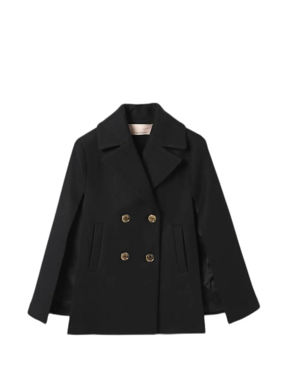 Elisabetta Franchi Kids double-breasted cape-style coat - Schwarz