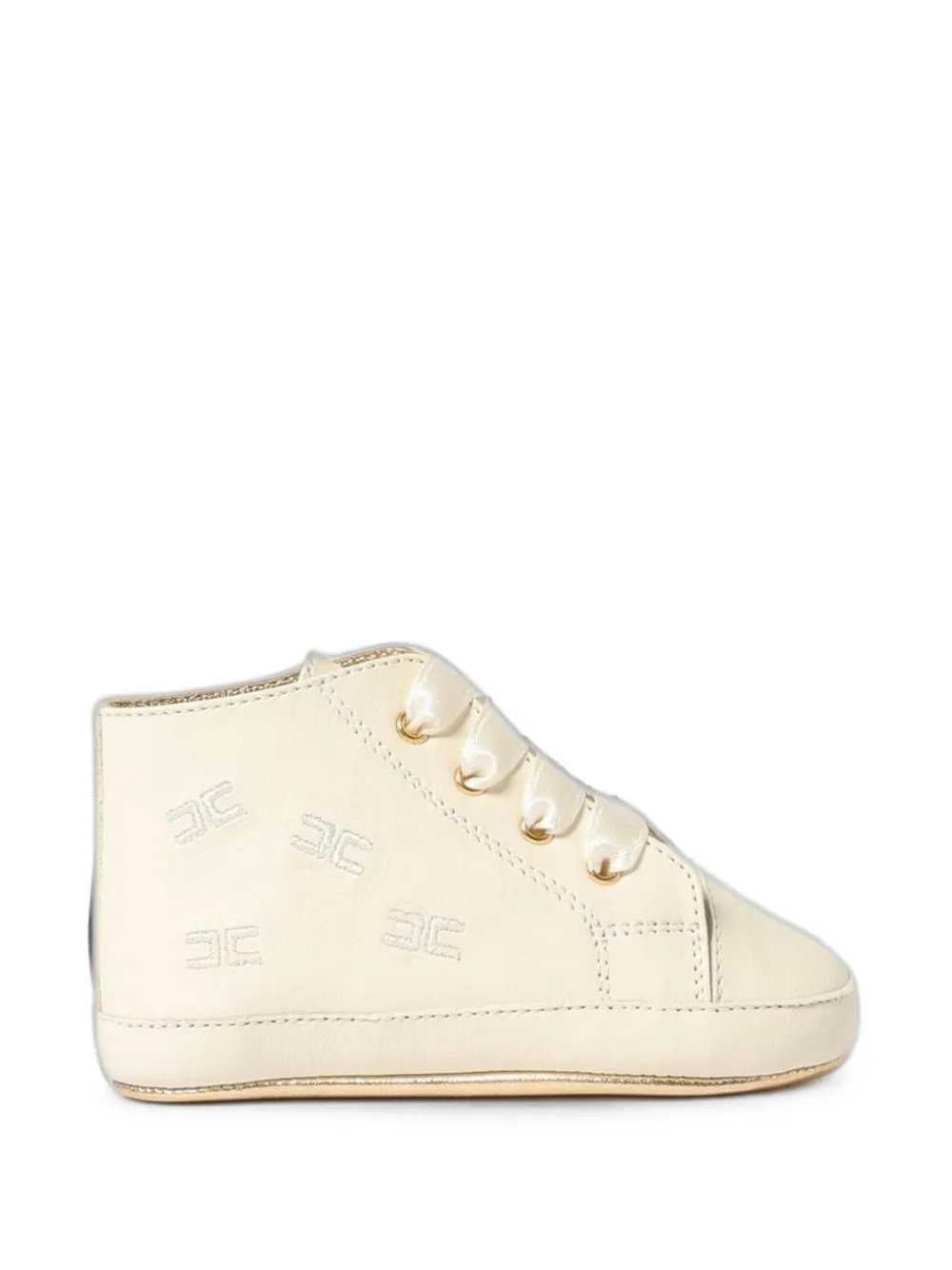 Elisabetta Franchi Kids logo-embossed high-top pre-walkers Beige
