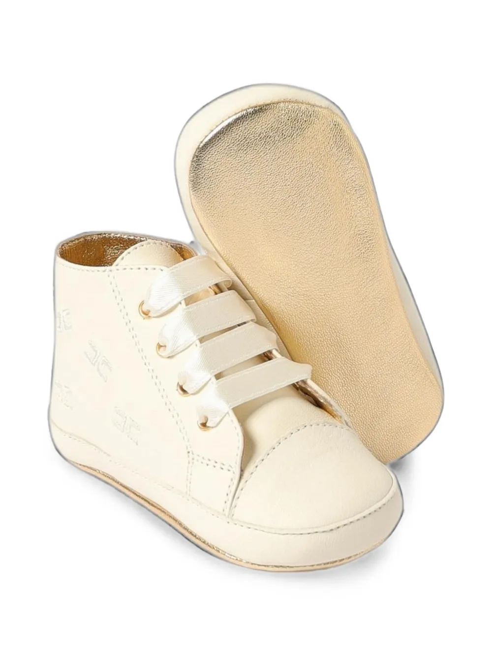 Elisabetta Franchi Kids logo-embossed high-top pre-walkers Beige