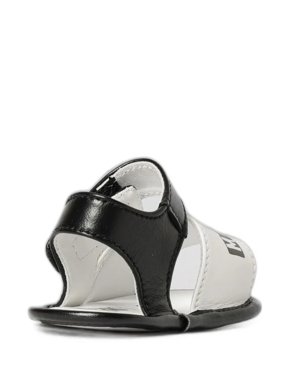 Moschino Kids logo-print leather sandals Zwart