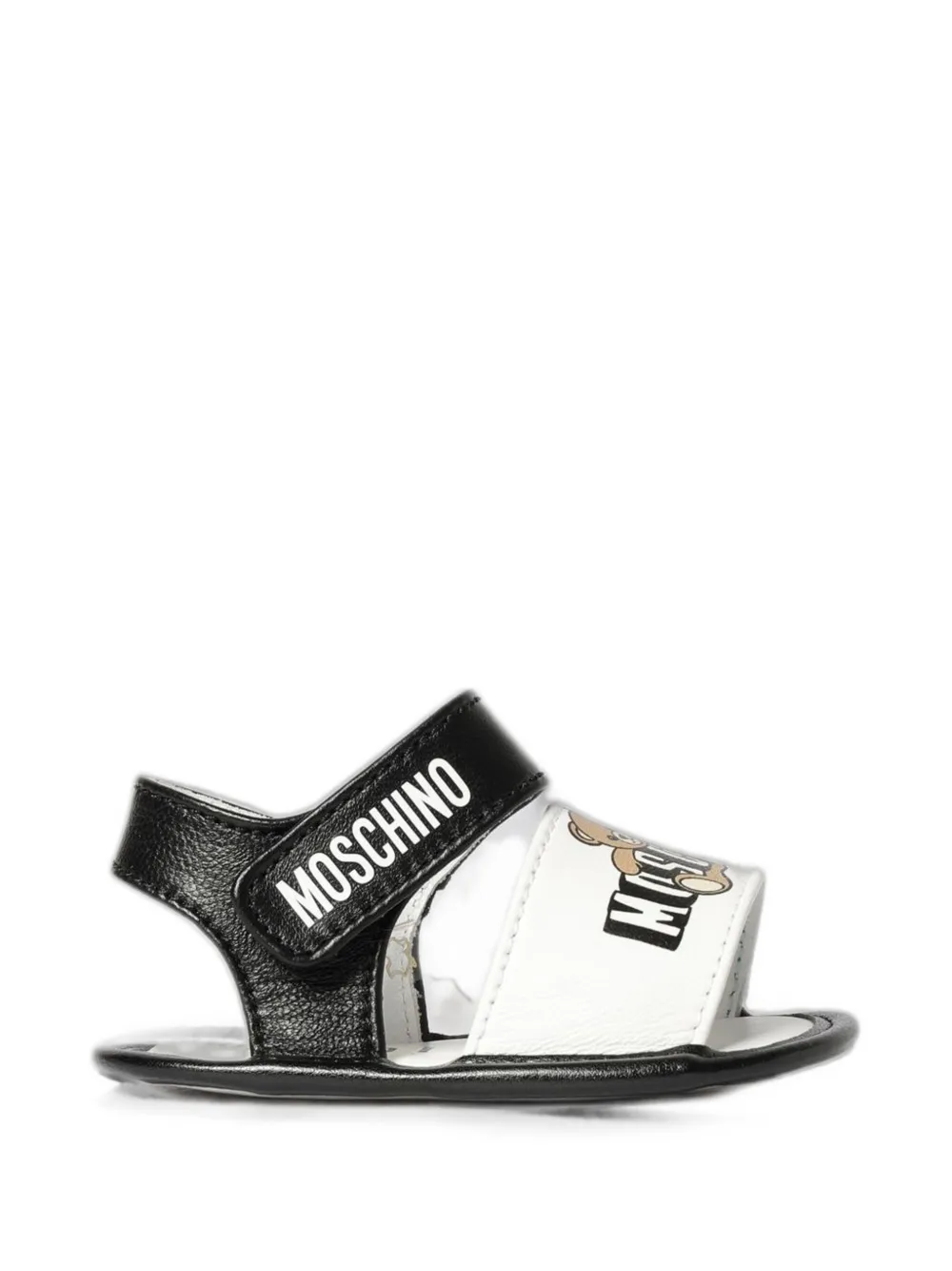Moschino Kids logo-print leather sandals - Nero