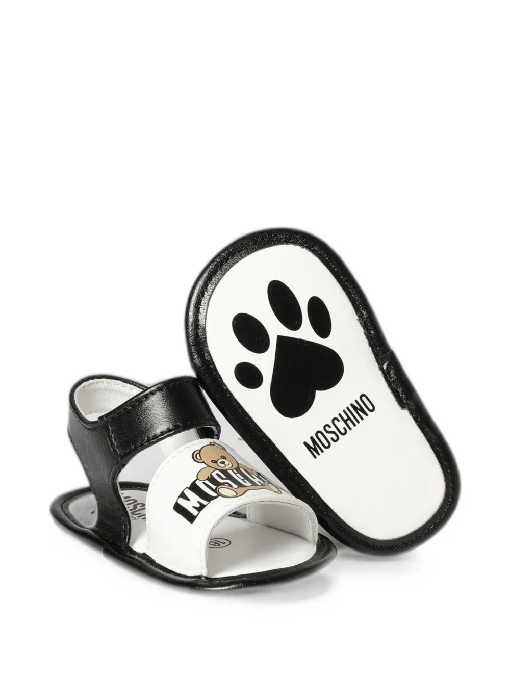 Moschino Kids logo-print leather sandals Zwart