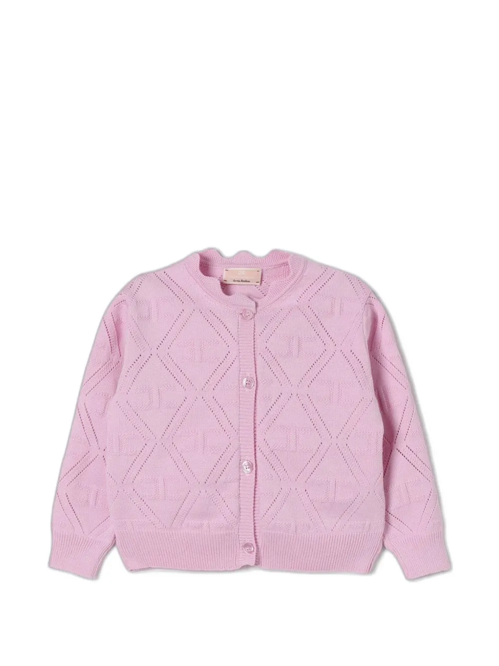 Elisabetta Franchi Kids monogram-pattern pointelle-knit cardigan - Rosa