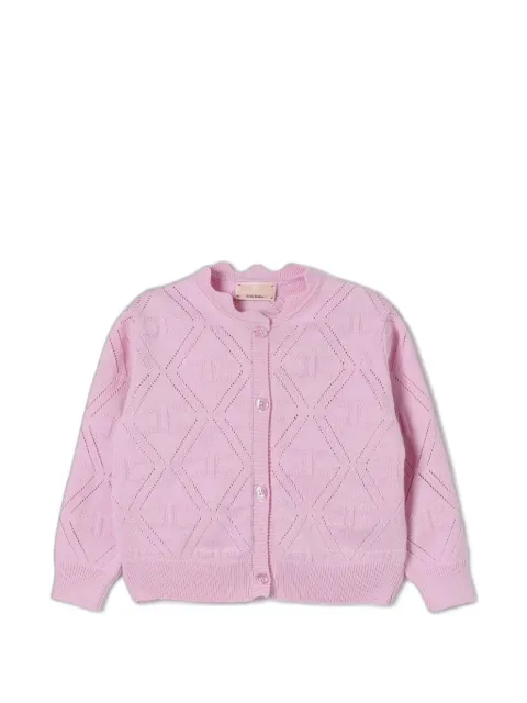 Elisabetta Franchi Kids monogram-pattern pointelle-knit cardigan