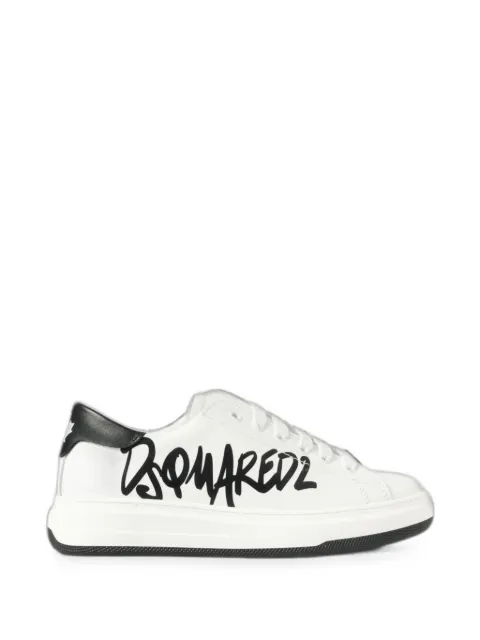 DSQUARED2 KIDS logo-print leather sneakers