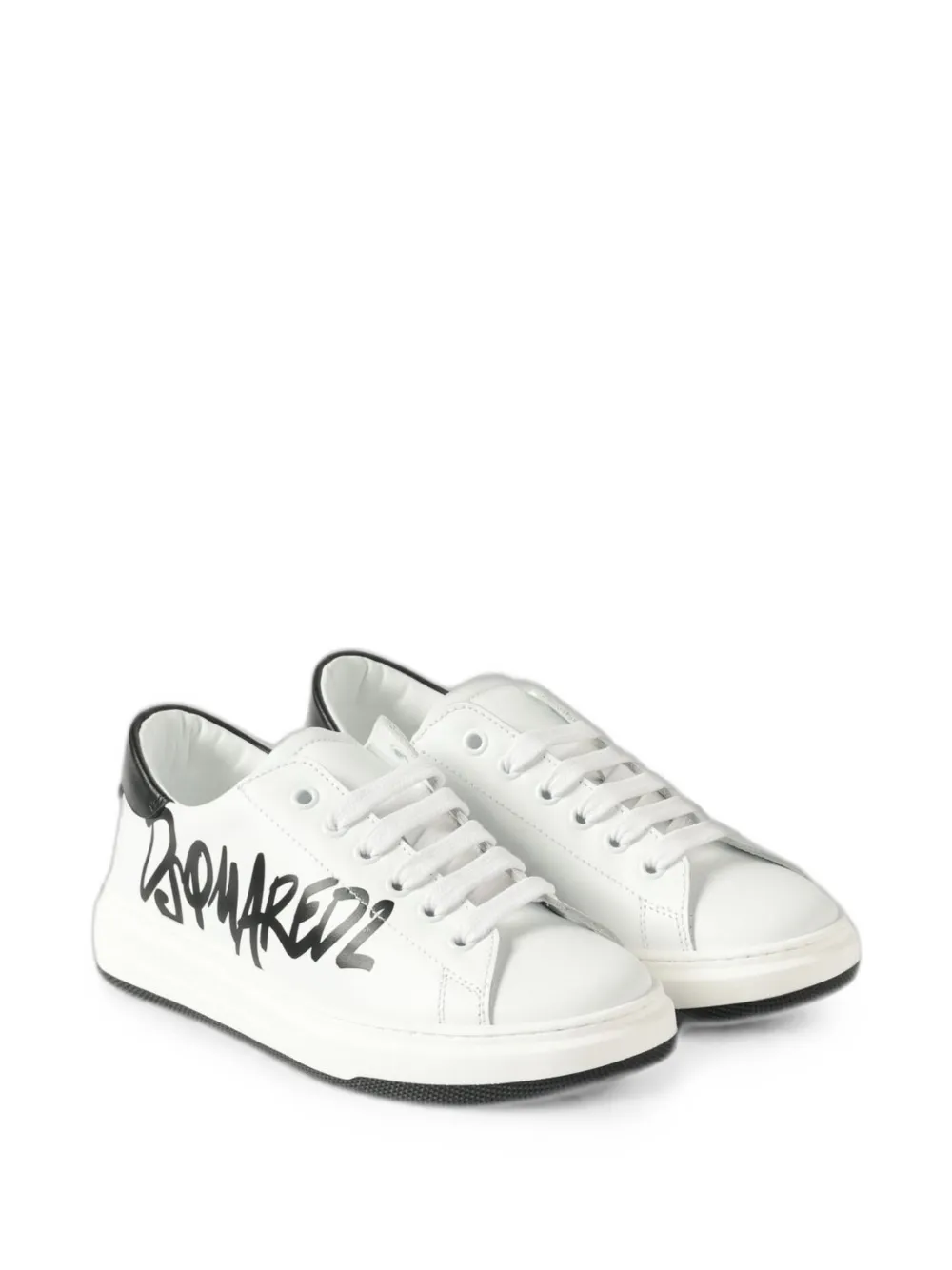 DSQUARED2 KIDS logo-print leather sneakers Wit