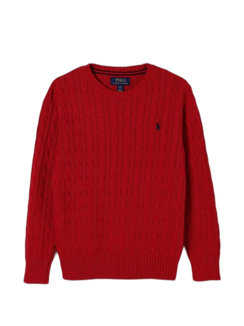 POLO RALPH LAUREN KIDS Polo Pony-embroidered cable-knit sweater - Rosso