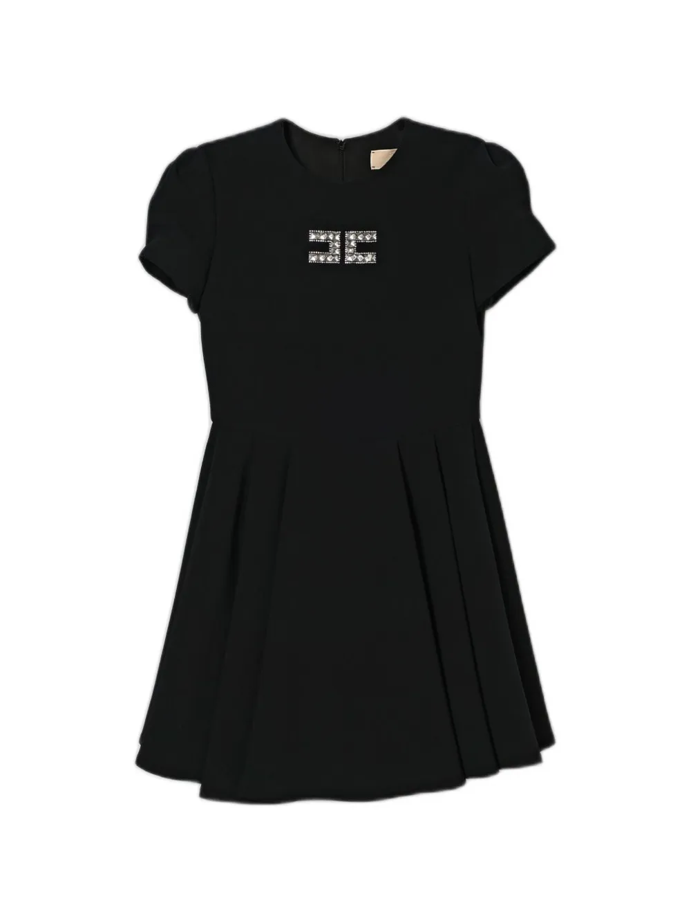 Elisabetta Franchi Kids robe plissée à ornements en cristal - Noir