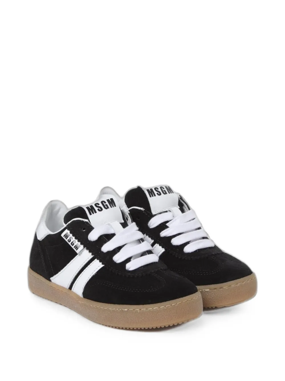 MSGM Kids suede logo-print sneakers Zwart