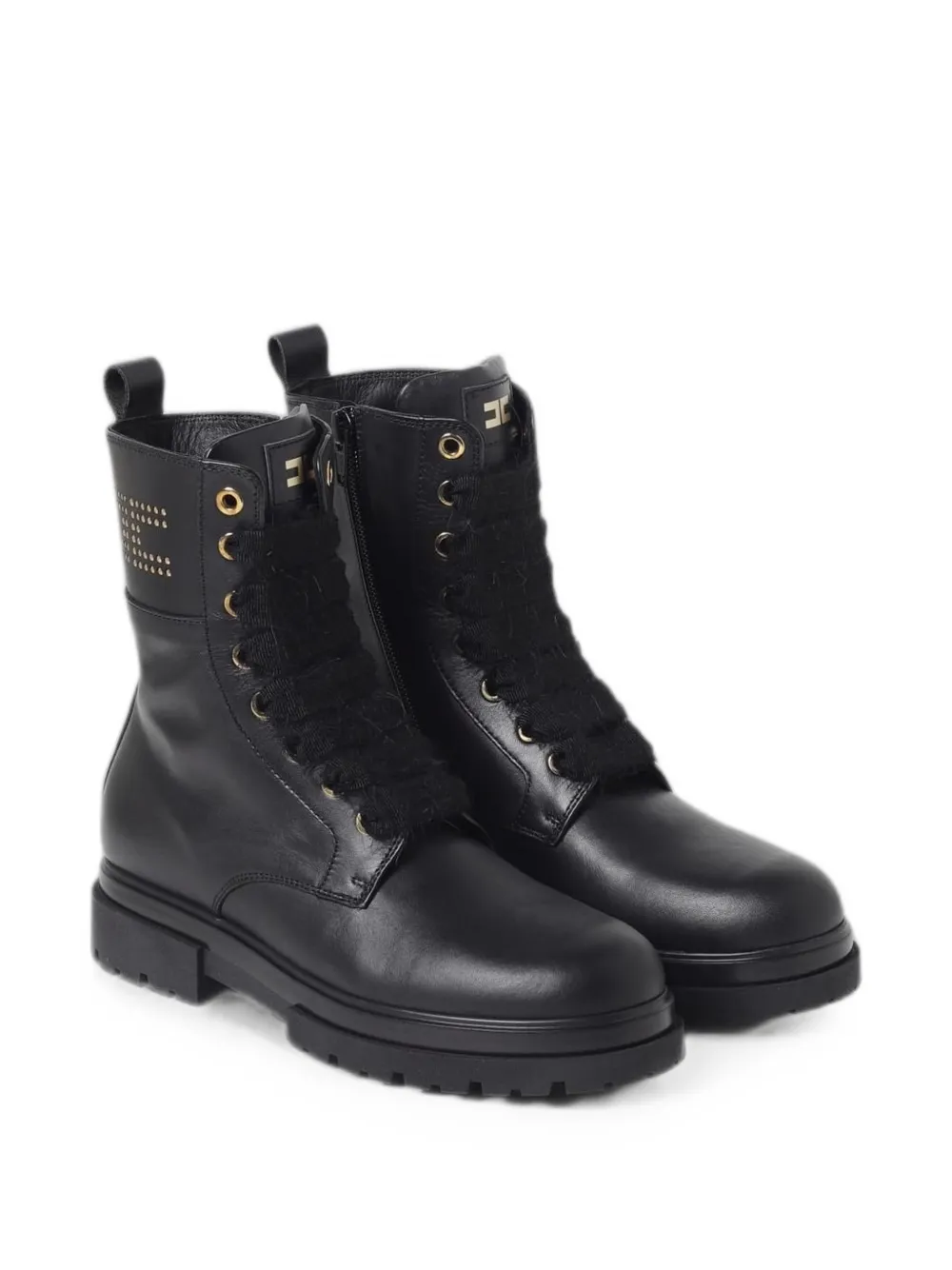Elisabetta Franchi Kids lace-up leather ankle boots Zwart