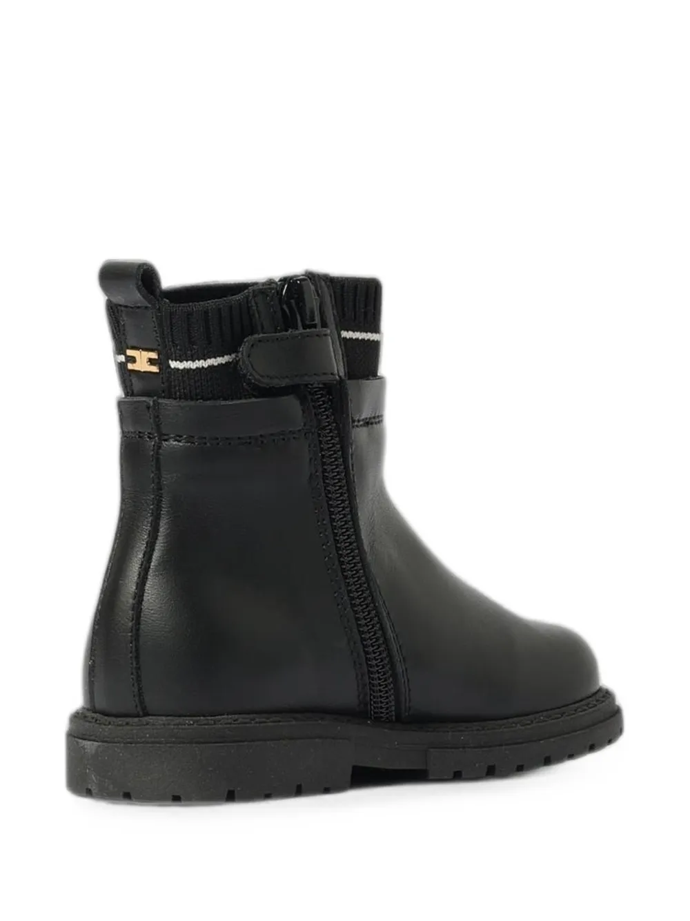 Elisabetta Franchi Kids logo-plaque sock-style boots Zwart