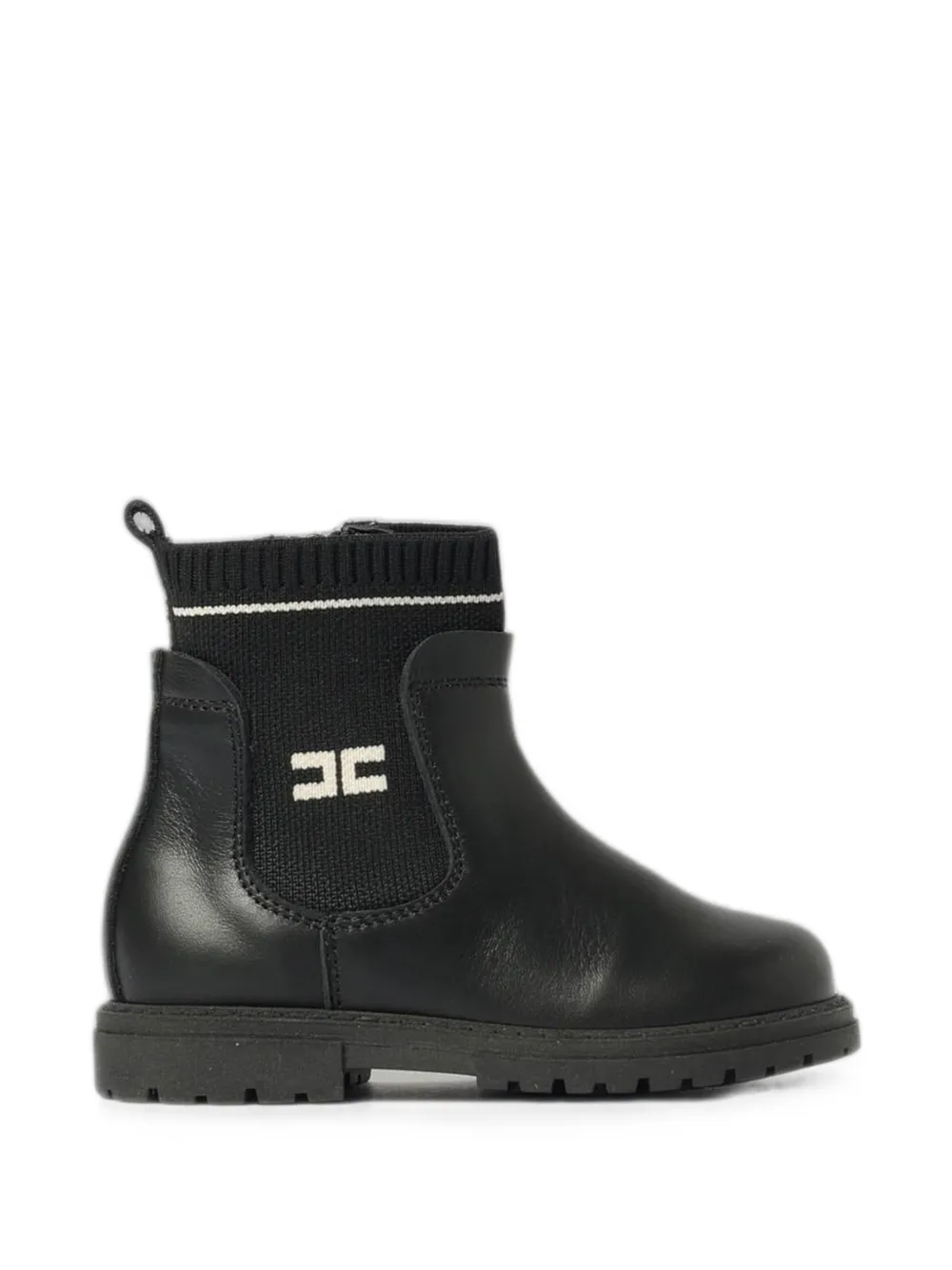 Elisabetta Franchi Kids logo-plaque sock-style boots Zwart