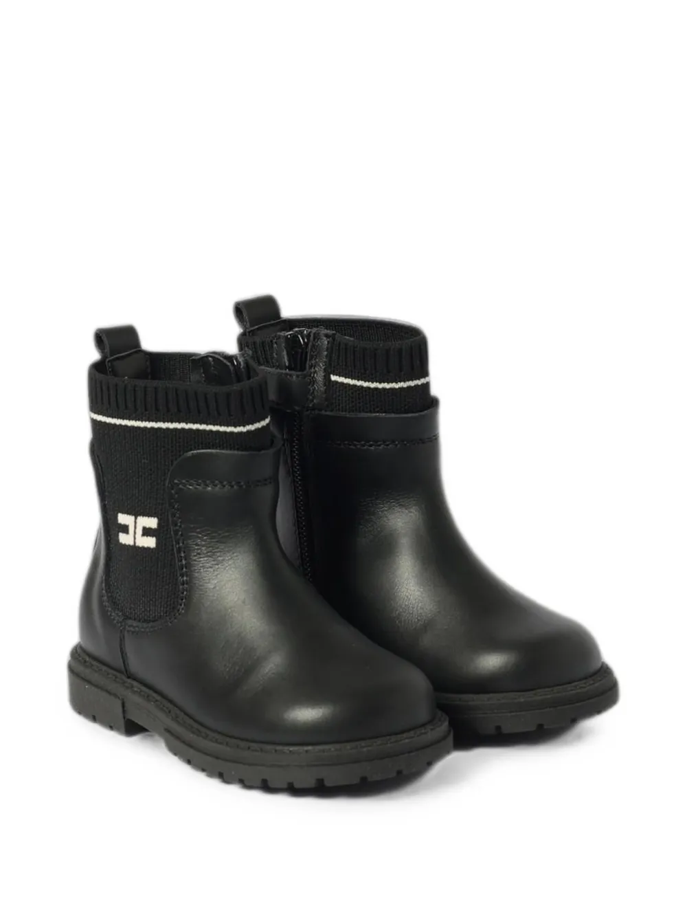 Elisabetta Franchi Kids logo-plaque sock-style boots Zwart