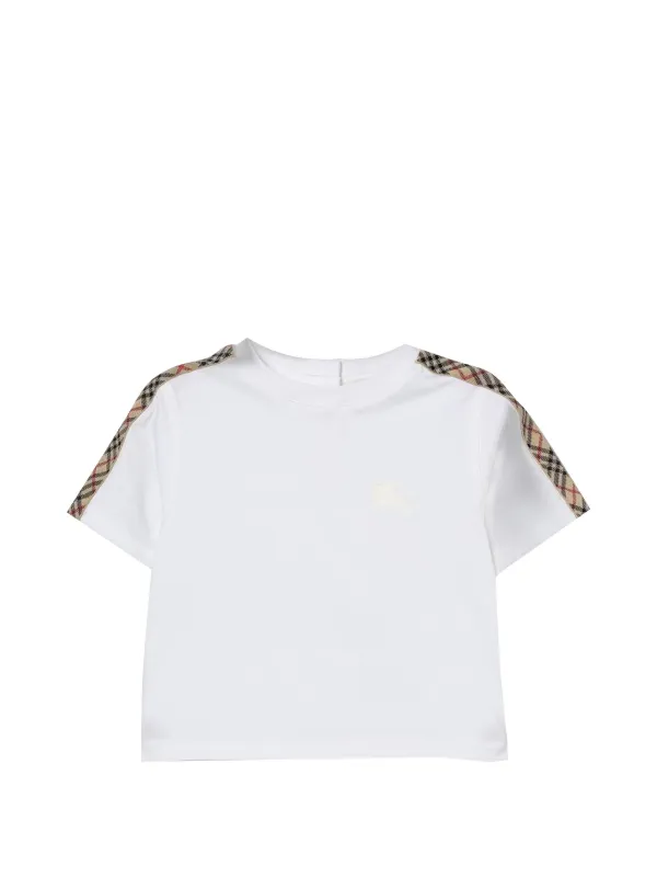 【新品】BURBERRY ヴィンテージチェックパネルコットンTシャツ 10Y Burberry Kids ヴィンテージチェック Tシャツ | ホワイト | FARFETCH JP