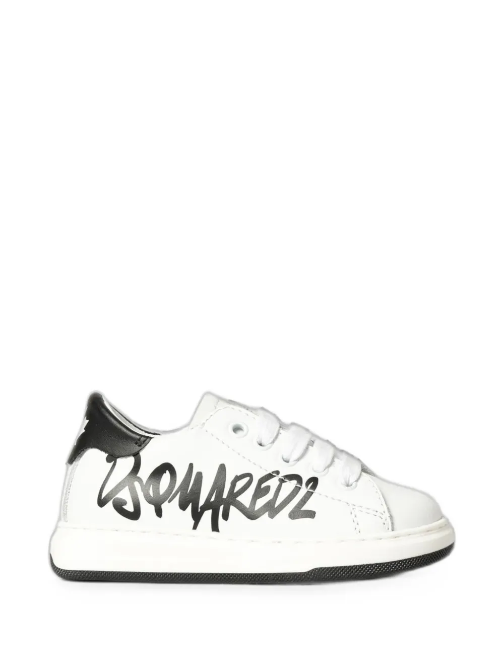 DSQUARED2 KIDS graffiti-print leather sneakers Wit