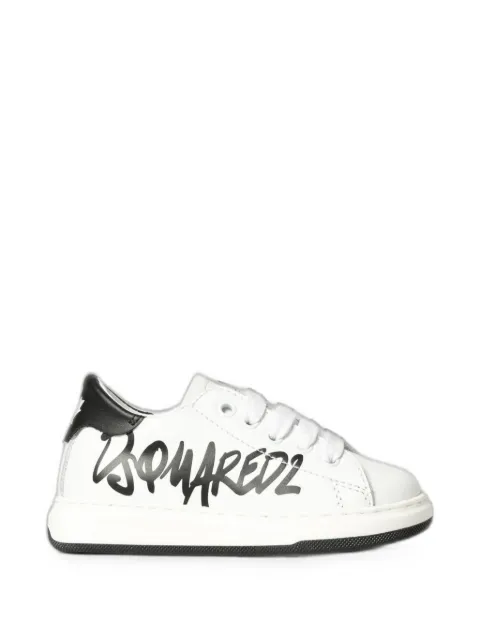 DSQUARED2 KIDS graffiti-print leather sneakers