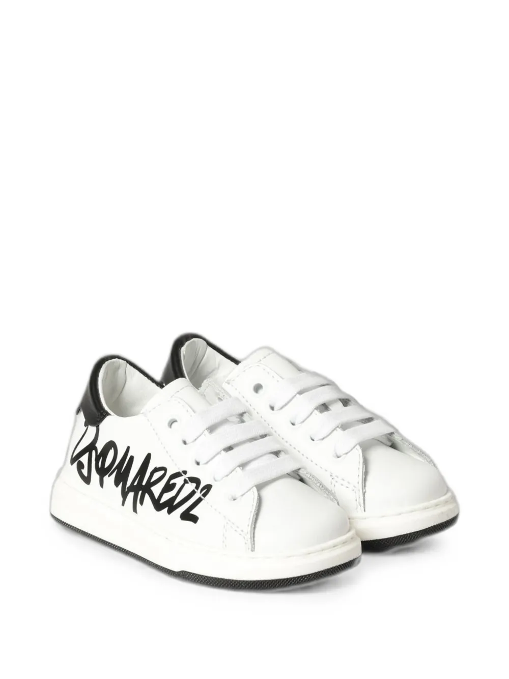 DSQUARED2 KIDS graffiti-print leather sneakers Wit