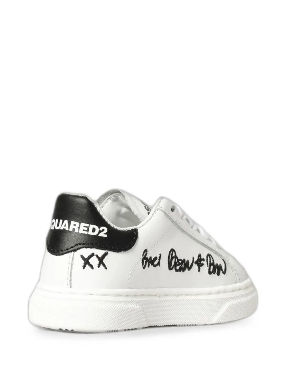 DSQUARED2 KIDS maple-leaf leather sneakers Wit