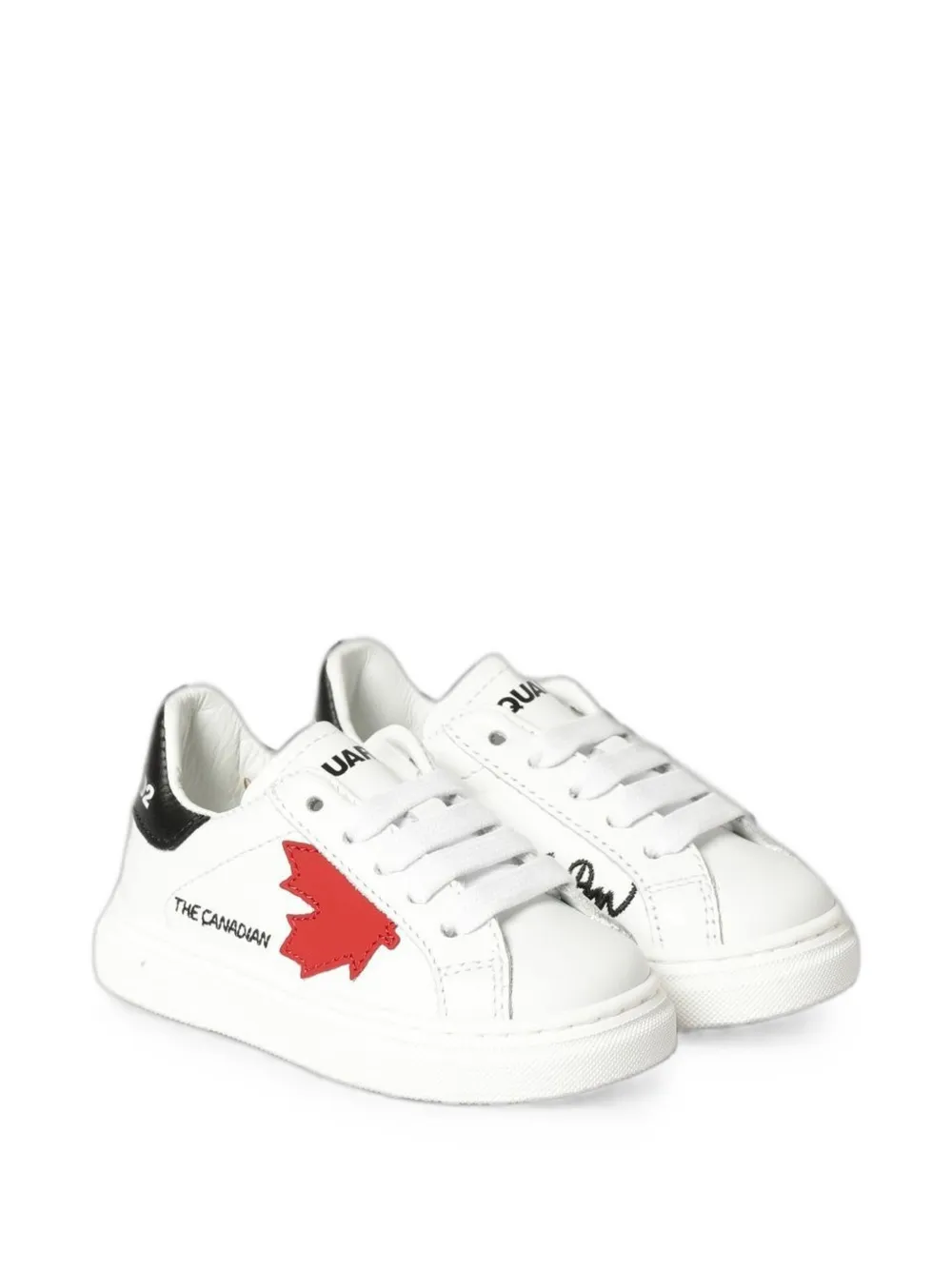 DSQUARED2 KIDS maple-leaf leather sneakers Wit