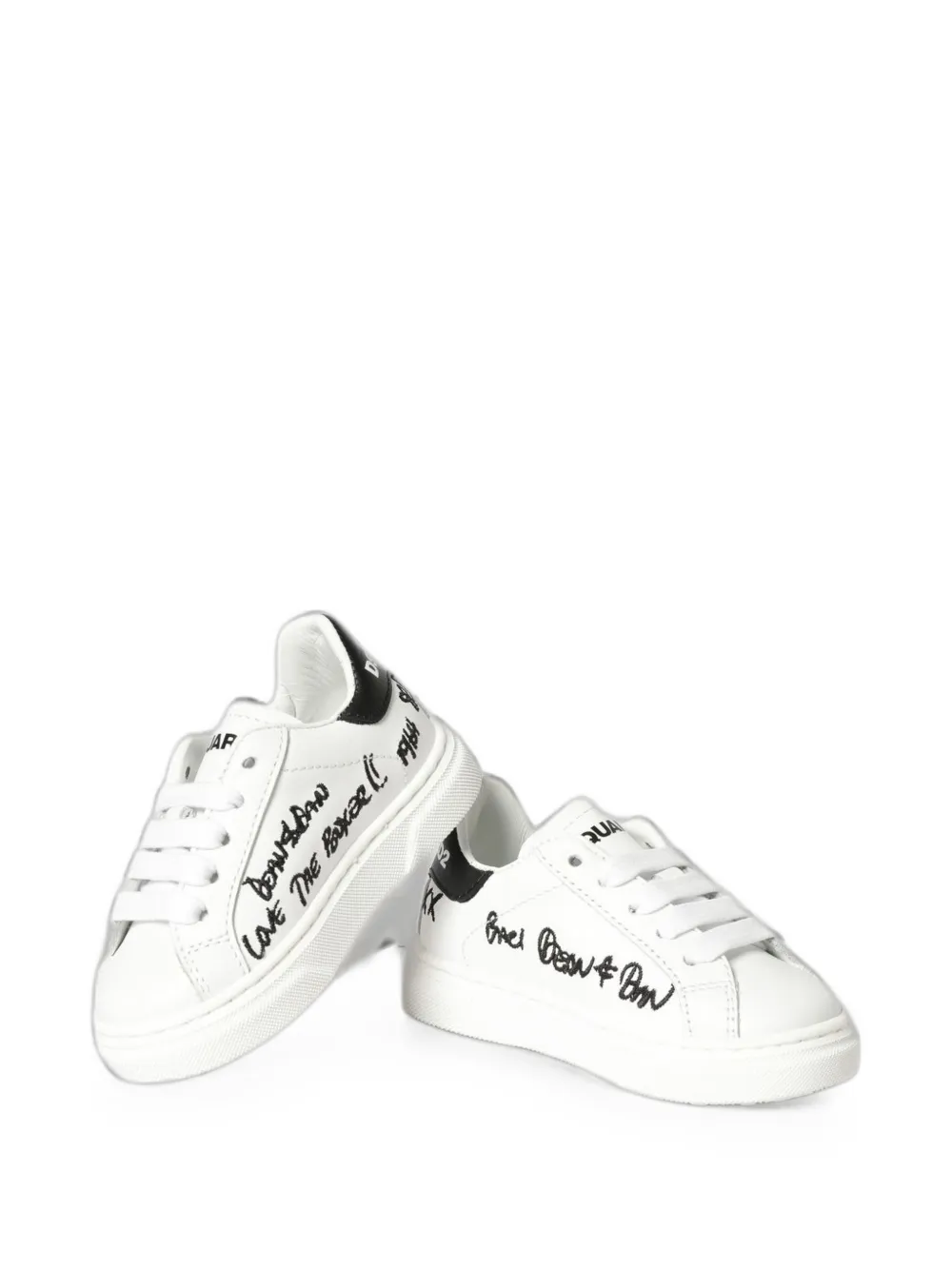 DSQUARED2 KIDS maple-leaf leather sneakers Wit