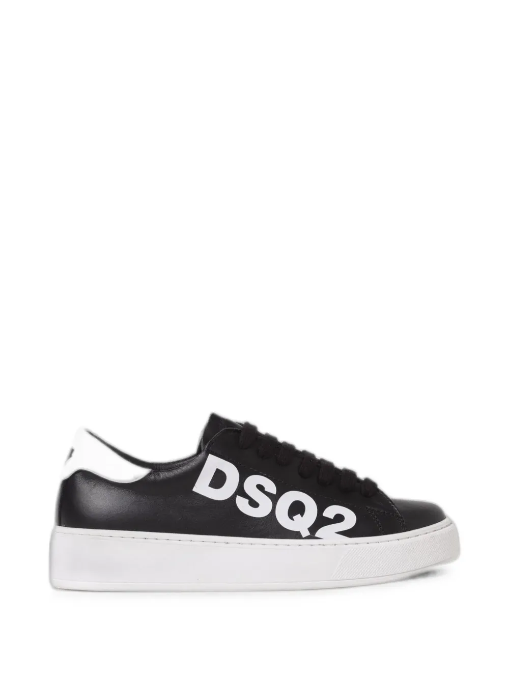 DSQUARED2 KIDS logo-print leather sneakers Zwart