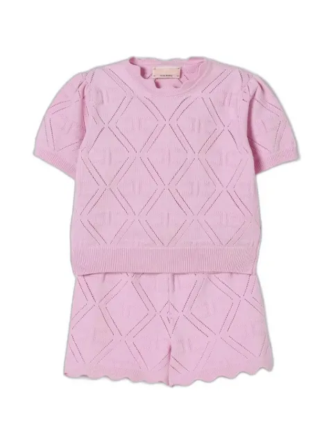 Elisabetta Franchi Kids set de pantalones cortos de punto calado con logo