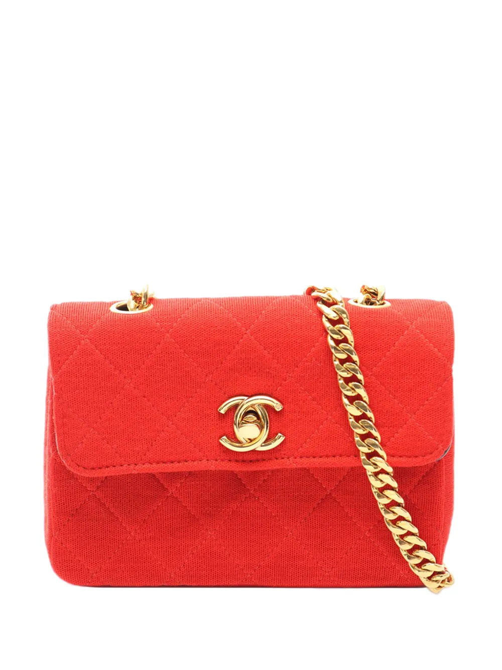 CHANEL Pre-Owned 1991-1994 Mini Quilted Jersey Single Flap crossbody bag - Rosso