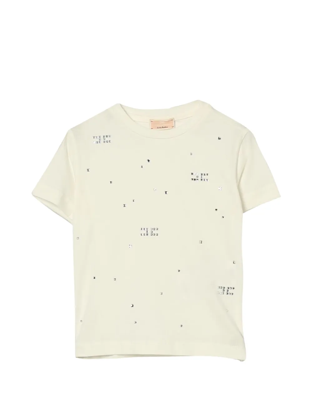 Elisabetta Franchi Kids T-shirt met monogram met stras Wit