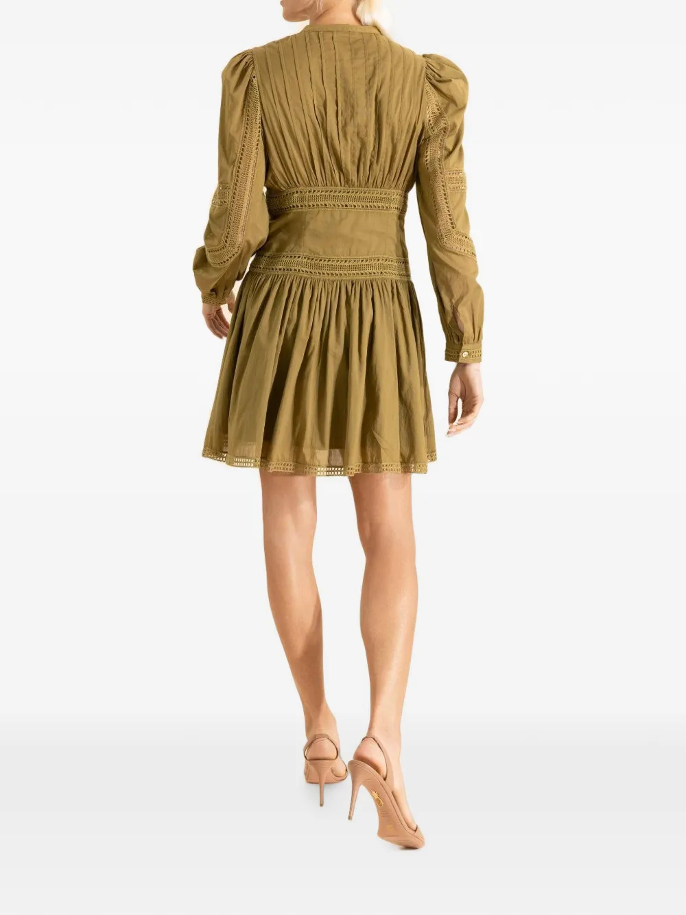 Ulla Johnson Elysia mini-jurk met gesmockte kanten afwerking Groen