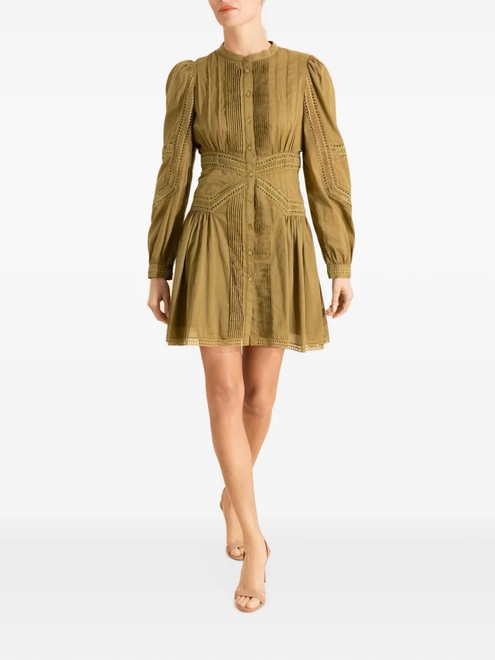 Ulla Johnson Elysia mini-jurk met gesmockte kanten afwerking Groen
