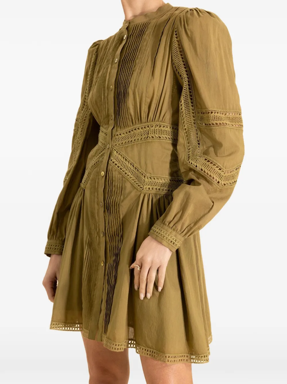 Ulla Johnson Elysia mini-jurk met gesmockte kanten afwerking Groen
