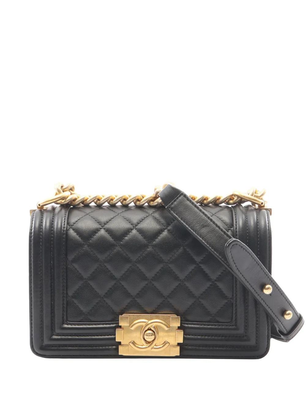 CHANEL Pre-Owned 2014-2015 Small Quilted Lambskin Boy Flap crossbody bag - Nero