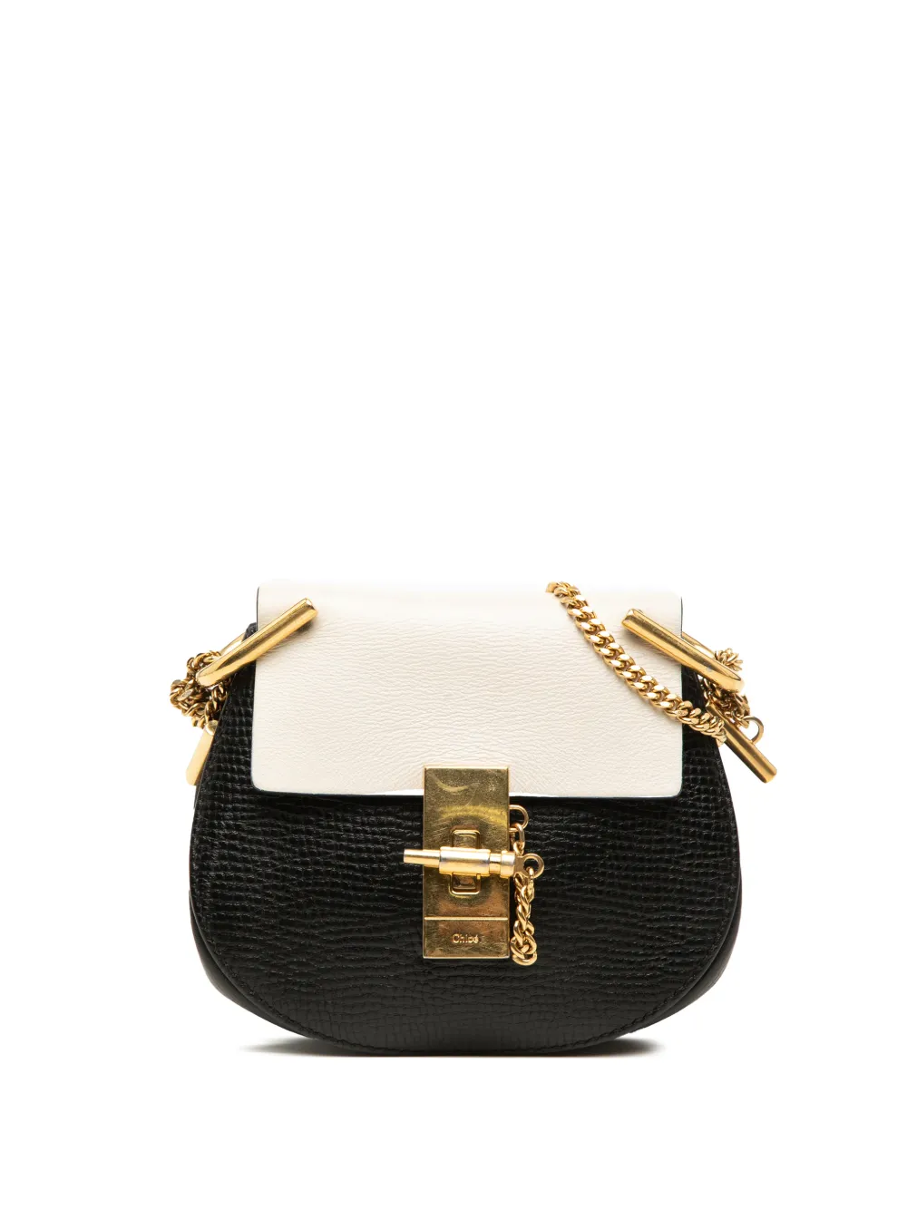 Chloé Pre-Owned Borsa a tracolla Drew mini in pelle di vitello pieno fiore bicolore 2017 - Nero