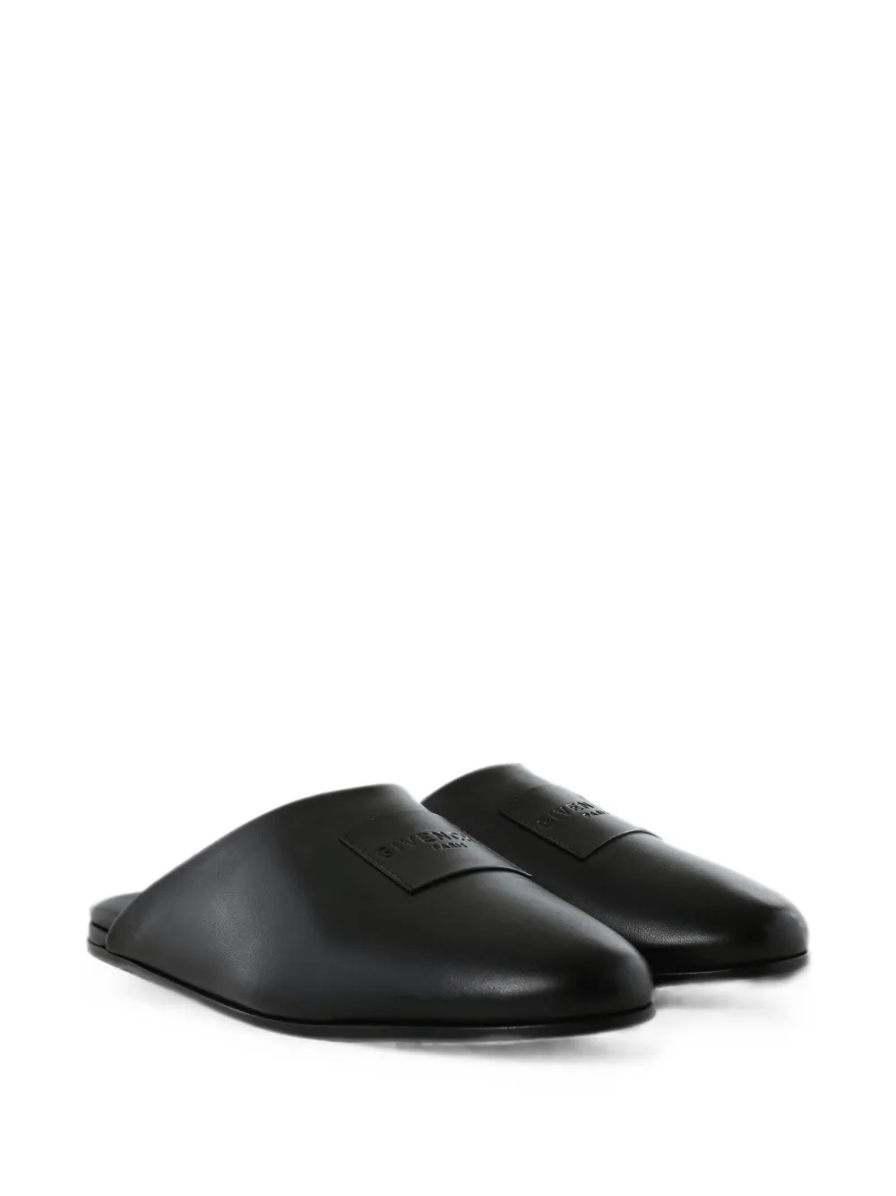 Givenchy logo-patch leather mules Zwart