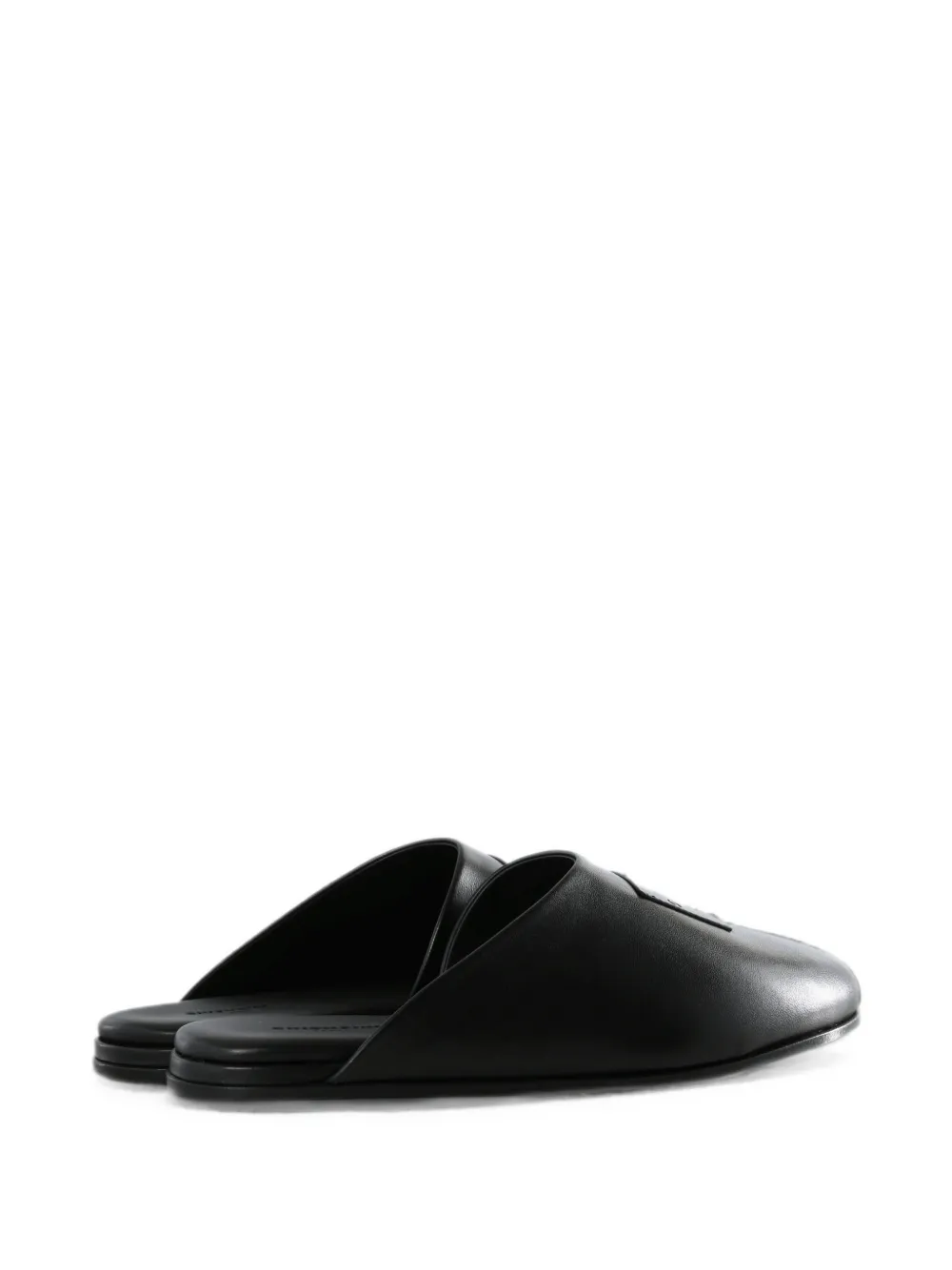 Givenchy logo-patch leather mules Zwart