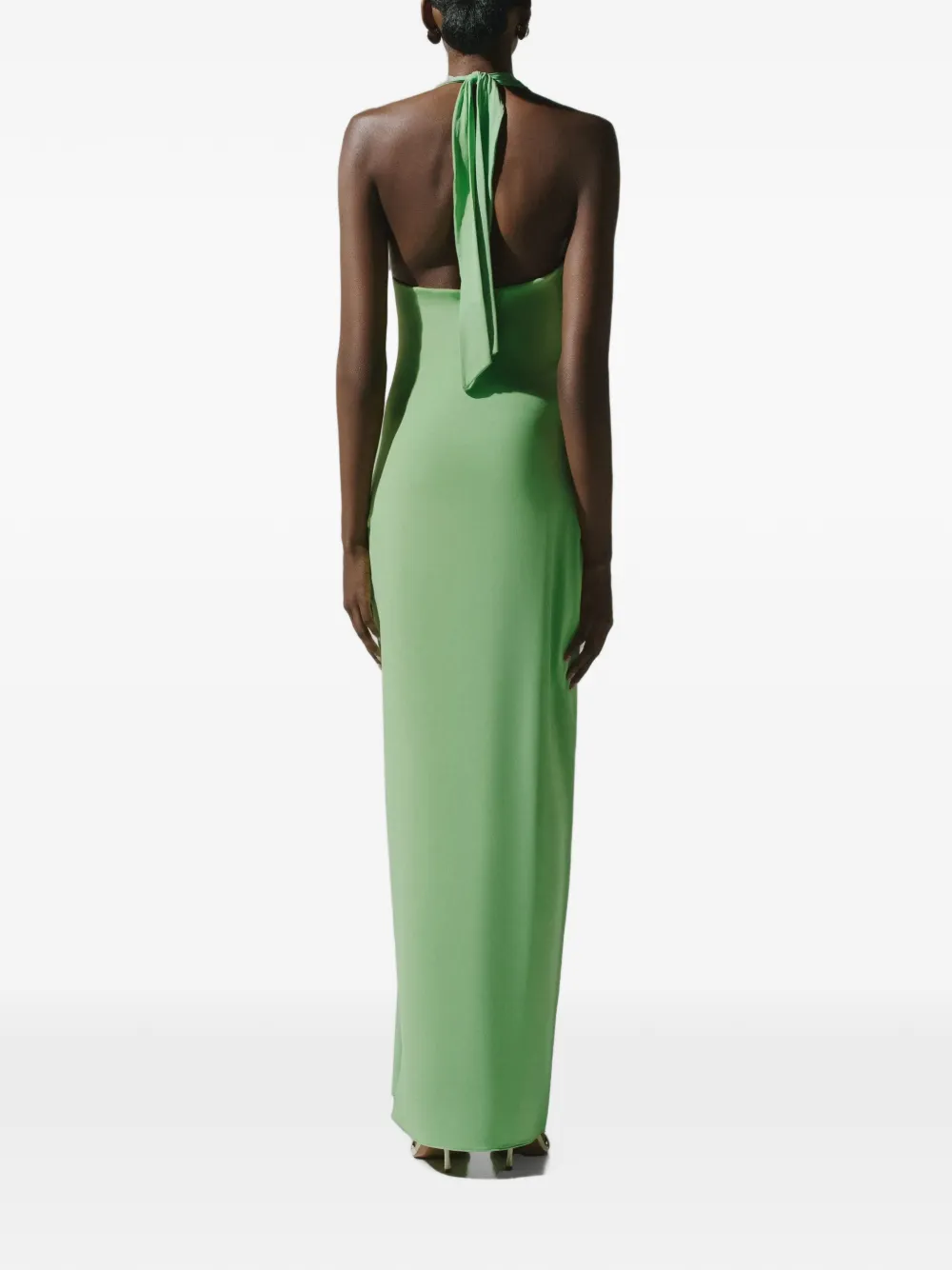 Baobab Donatella maxi-dress met ruches en cascadedetail Groen