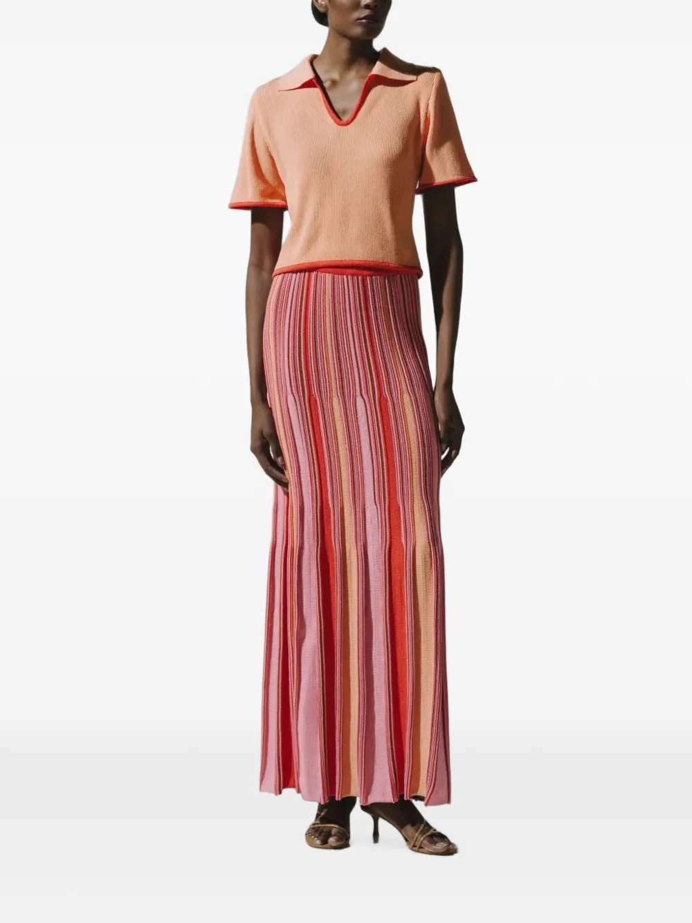 Baobab Carlotta ribgebreide maxi-rok Roze