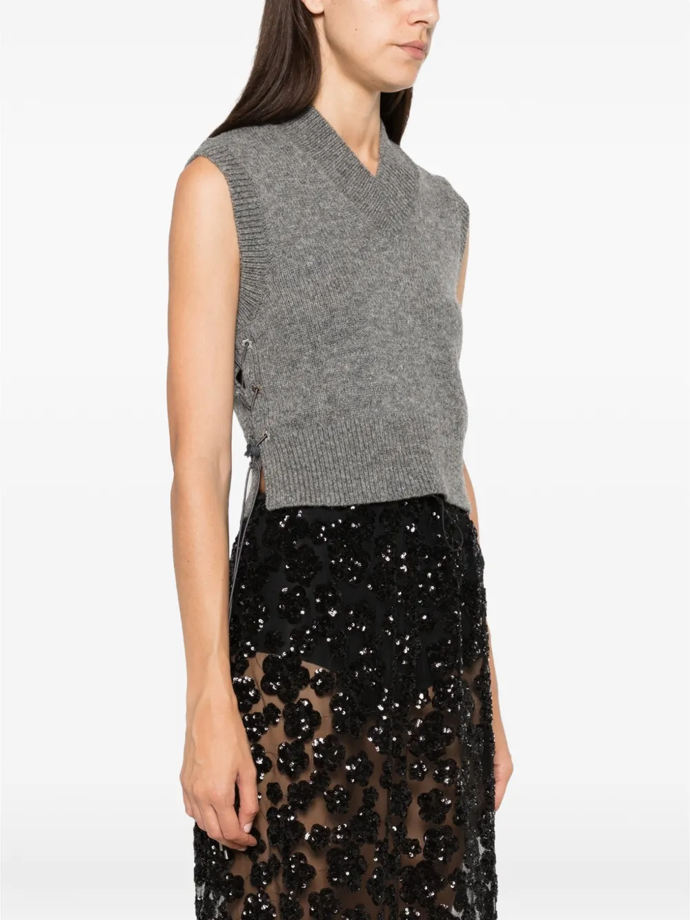 Cecilie Bahnsen Fleetwood Lace-up Vest in Grey, view 3