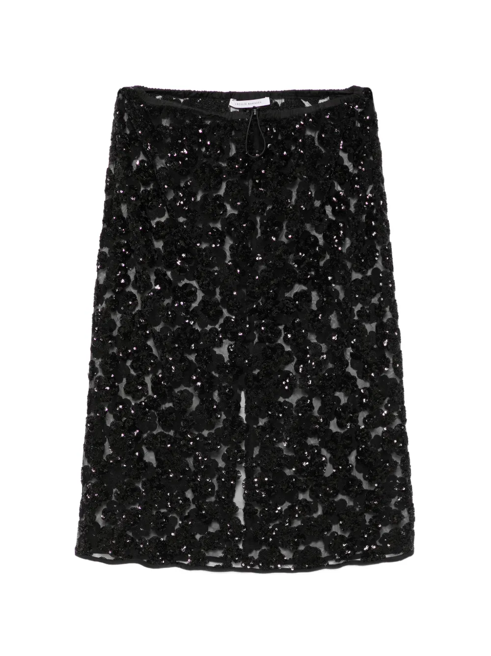 Cecilie Bahnsen jupe mi-longue fleurie à ornements de sequins Bria - Noir Cecilie Bahnsen jupe mi-longue fleurie à ornements de sequins Bria - Noir