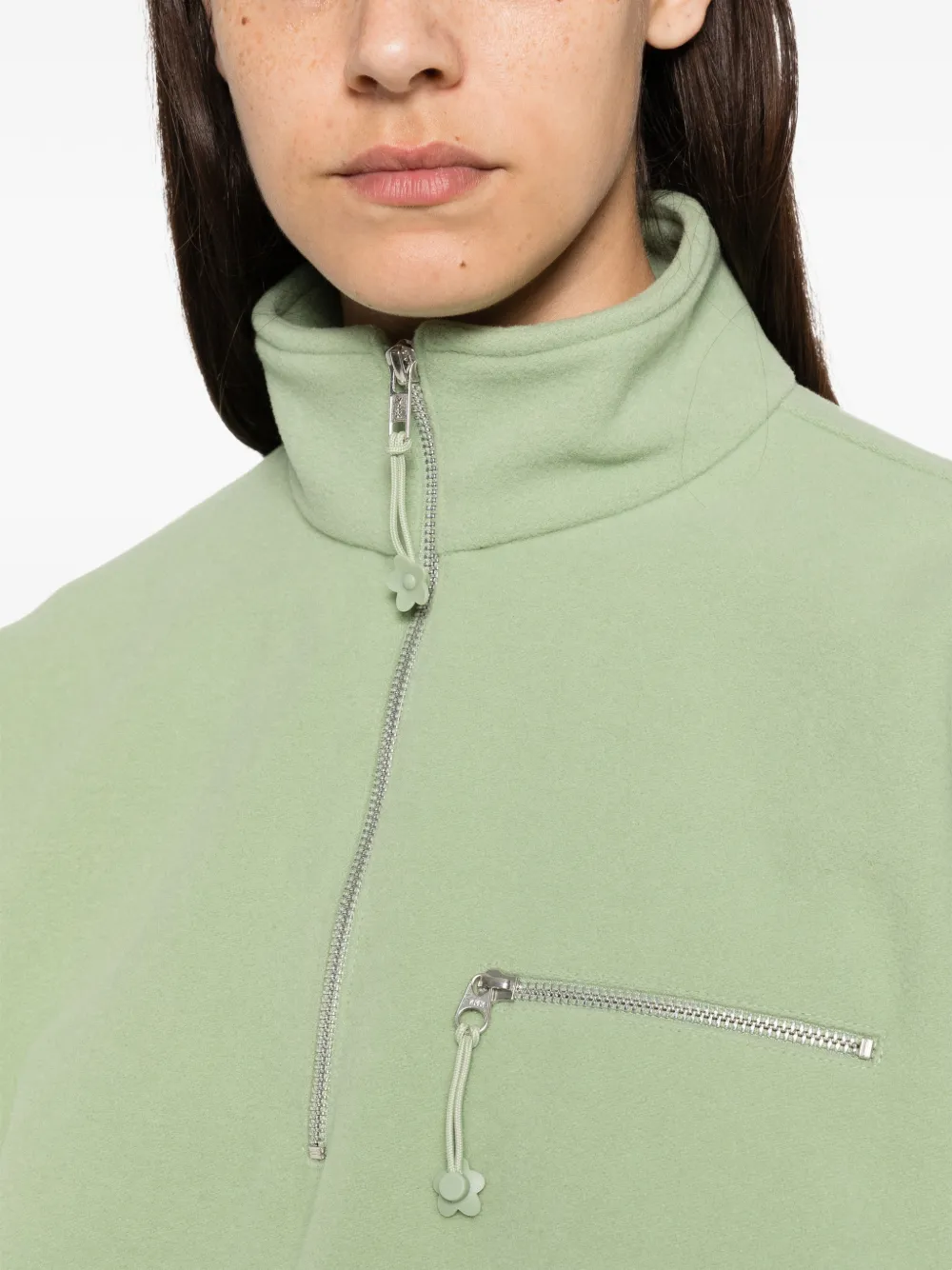 Cecilie Bahnsen Frederik fleece sweater met halve rits Groen