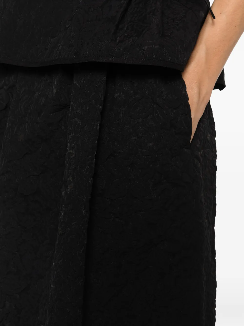 Cecilie Bahnsen Bala Textured Midi Skirt in Black, view 5