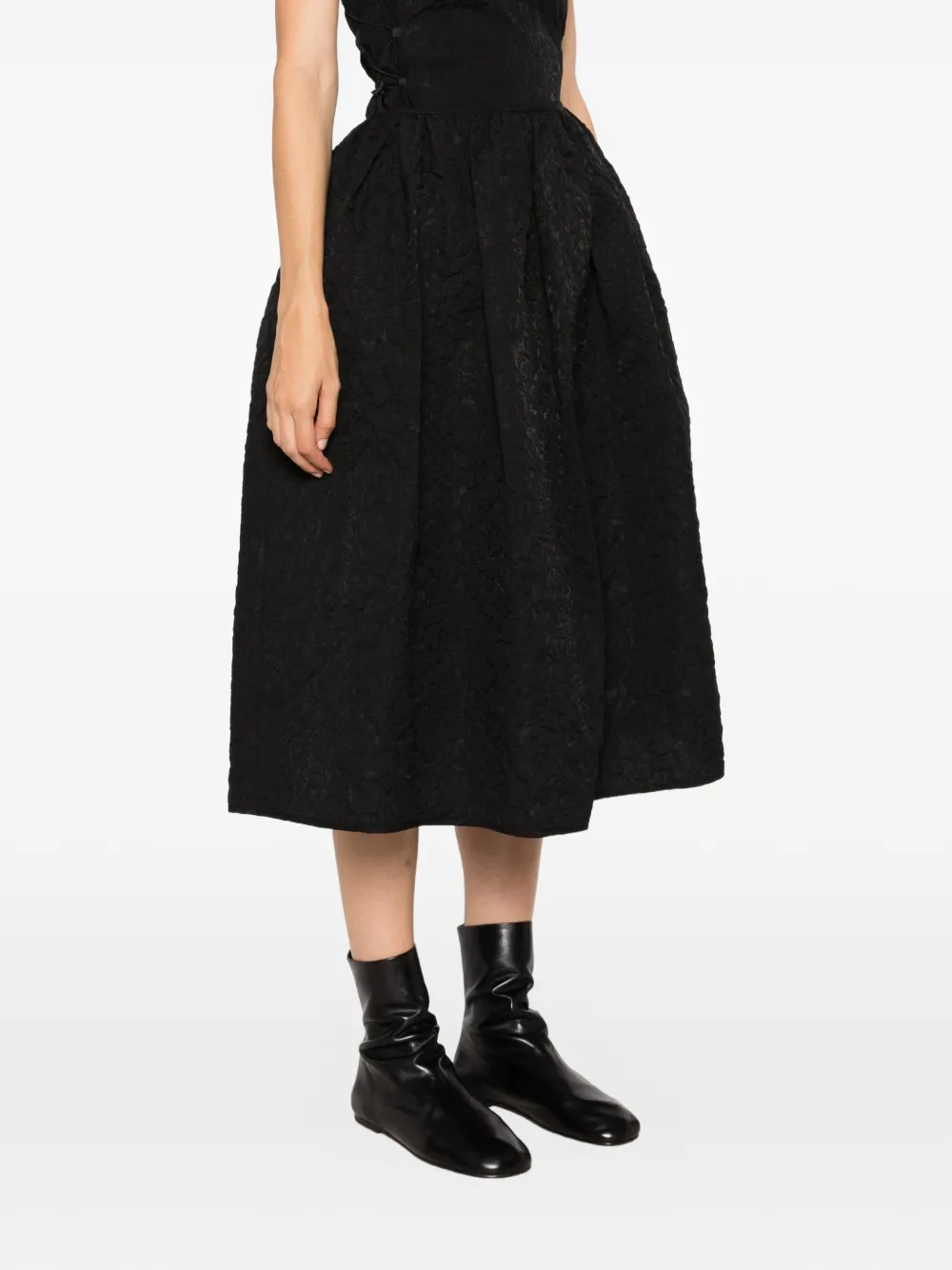 Cecilie Bahnsen Bala Textured Midi Skirt in Black, view 3