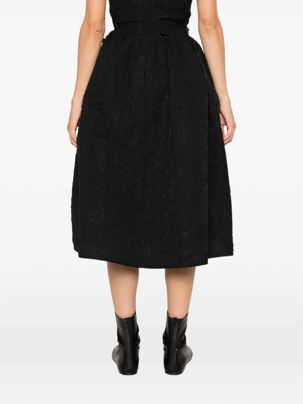 Cecilie Bahnsen Bala Textured Midi Skirt in Black, view 4