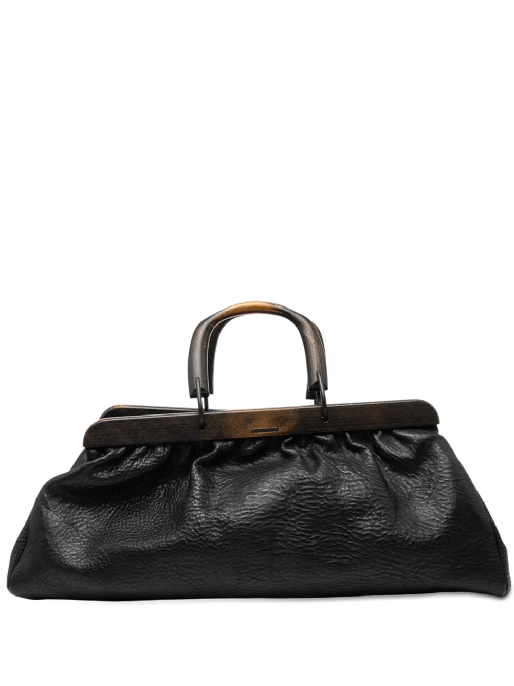 Gucci Pre-Owned Borsa a mano in pelle di vitello con telaio in legno 2000-2015 - Nero