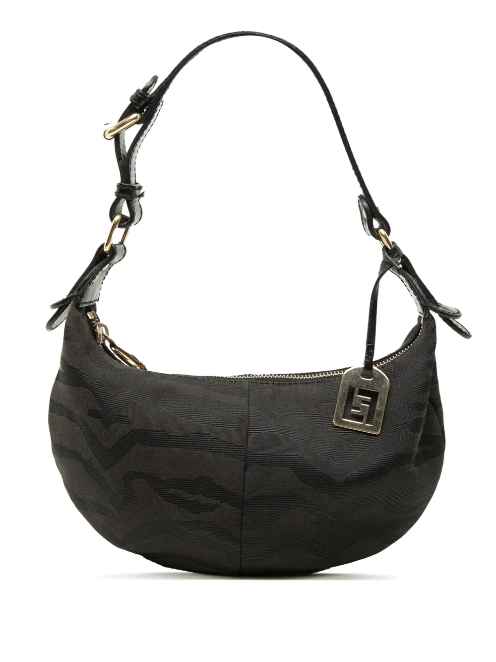 Fendi Pre-Owned 2000-2010 Zebra Print Canvas hobo bag - Black