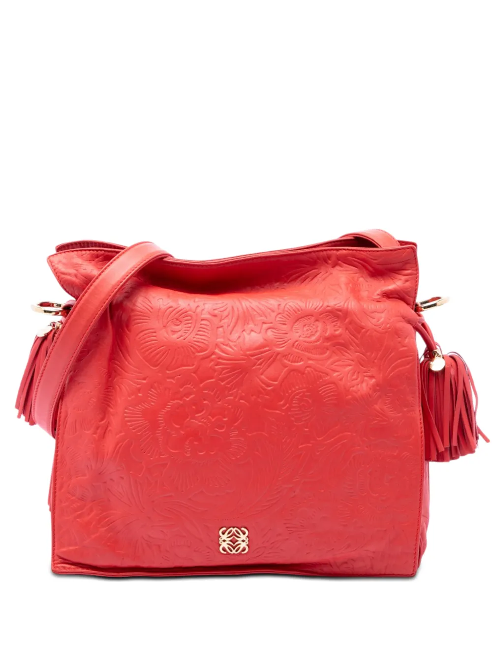 Loewe Pre-Owned 2014 Embossed Leather Flamenco Tassel crossbody bag - Rosso